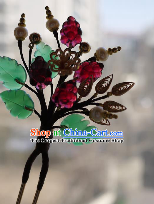 Chinese Ancient Imperial Consort Mulberry Hairpin Traditional Qing Dynasty Palace Woman Pearls Hair Stick