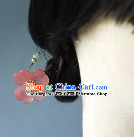 Chinese Ancient Princess Hairpin Hair Accessories Traditional Song Dynasty Pink Peach Blossom Hair Stick