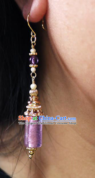 Chinese Ancient Palace Princess Ear Accessories Traditional Cheongsam Amethyst Earrings
