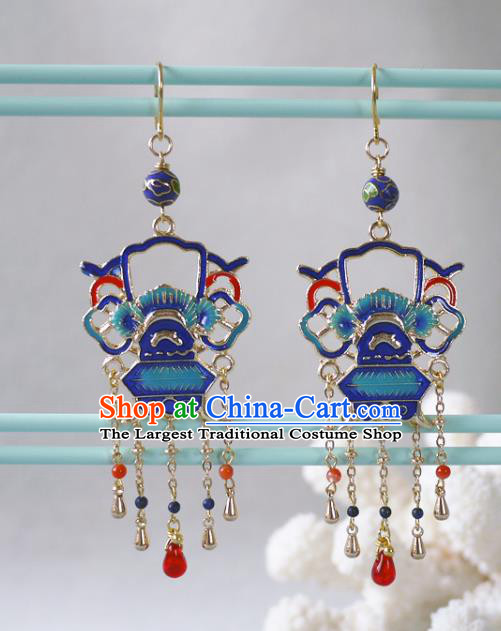 Chinese National Wedding Ear Accessories Traditional Cheongsam Cloisonne Earrings