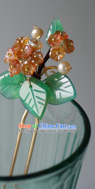 Chinese Ancient Palace Princess Pearls Hairpin Traditional Song Dynasty Court Lady Hydrangea Hair Stick
