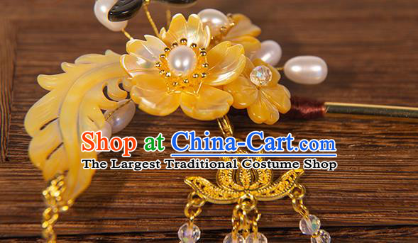 Chinese Traditional Ming Dynasty Tassel Hair Stick Jewelry Ancient Young Woman Hairpin
