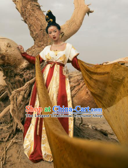 China Traditional Tang Dynasty Royal Princess Historical Clothing Ancient Court Lady Hanfu Dress Garments