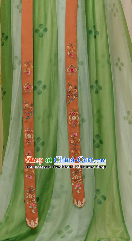 China Ancient Court Woman Green Hanfu Dress Garments Traditional Tang Dynasty Princess Taiping Historical Clothing