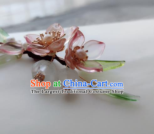 Chinese Ancient Princess Hairpin Traditional Song Dynasty Noble Lady Peach Blossom Hair Stick Headwear