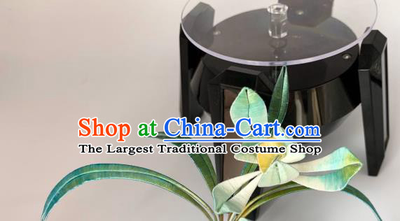 China Handmade Green Silk Orchids Hairpin Traditional Hanfu Hair Accessories Ancient Song Dynasty Princess Hair Stick