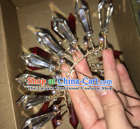China Handmade Crystal Hairpin Traditional Tang Dynasty Hair Accessories Ancient Palace Lady Tassel Hair Crown