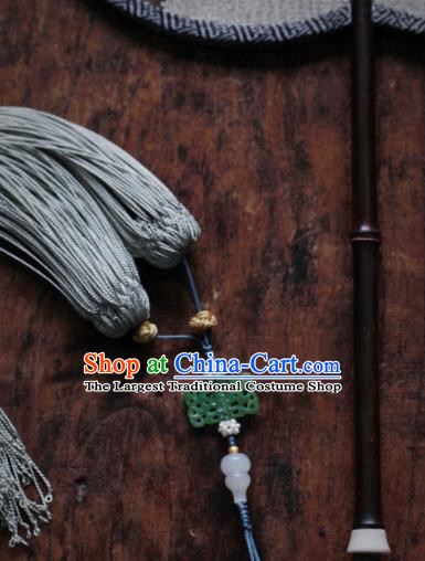 Chinese Traditional Hanfu Palace Fan Handmade Kesi Plum Blossom Painting Silk Fan