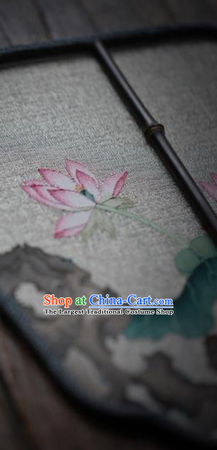 Chinese Handmade Kesi Lotus Painting Pattern Silk Fan Traditional Palace Fan Ancient Princess Hanfu Fans