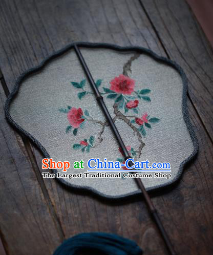 Chinese Ancient Princess Hanfu Fans Handmade Kesi Pomegranate Blossom Painting Pattern Silk Fan Traditional Palace Fan