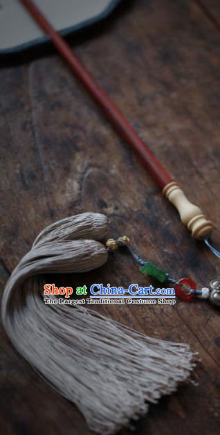 Chinese Ancient Song Dynasty Princess Hanfu Fans Handmade Kesi Apricot Blossom Pattern Silk Fan Traditional Palace Fan