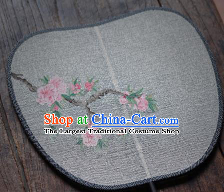 Chinese Handmade Kesi Peach Blossom Pattern Silk Fan Traditional Song Dynasty Palace Fan Ancient Princess Hanfu Fans