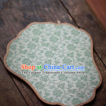 Chinese Traditional Song Dynasty Palace Fan Ancient Princess Hanfu Fans Handmade Kesi Green Silk Fan