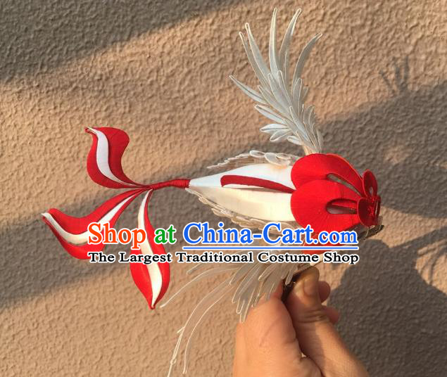 China Handmade Silk Goldfish Hairpin Traditional Song Dynasty Hair Accessories Ancient Palace Princess Hair Claw