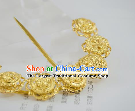 China Handmade Song Dynasty Hairpin Traditional Hanfu Hair Accessories Ancient Noble Woman Golden Hair Crown