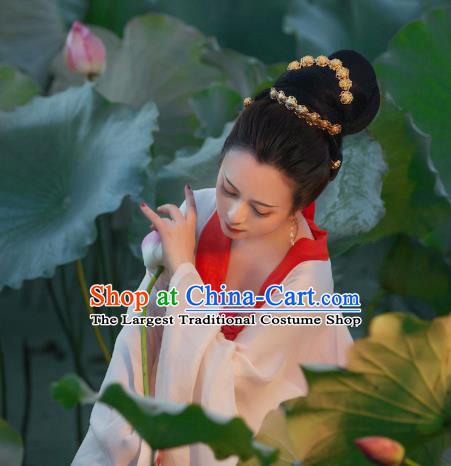 China Handmade Song Dynasty Hairpin Traditional Hanfu Hair Accessories Ancient Noble Woman Golden Hair Crown