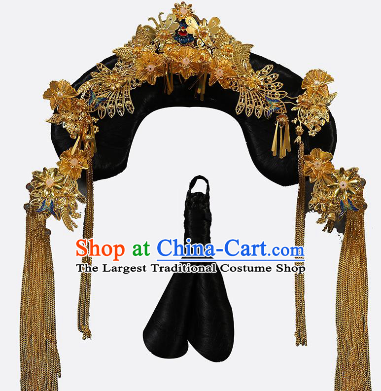 China Handmade Qing Dynasty Imperial Concubine Hair Accessories Ancient Court Woman Hairpins and Wigs