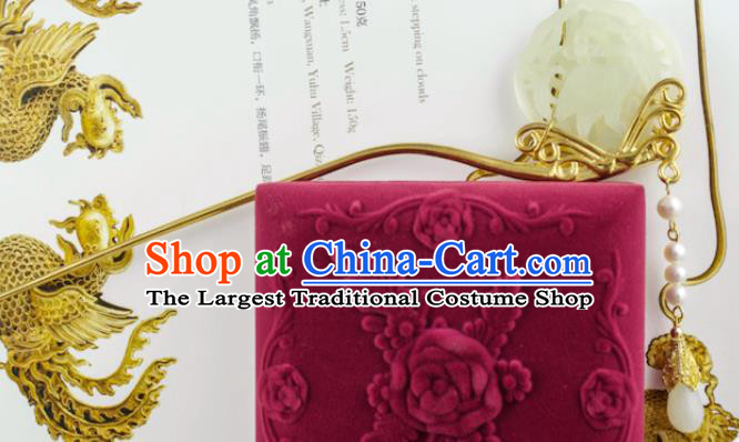 China Handmade Tang Dynasty Jade Hairpin Traditional Hanfu Hair Accessories Ancient Empress Golden Hair Stick