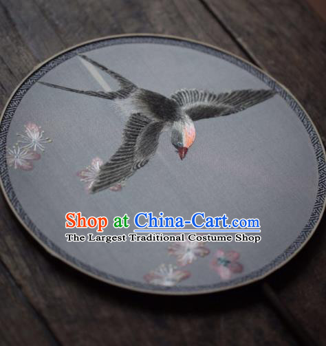 China Traditional Hanfu Fan Handmade Embroidered Circular Fan Classical Silk Palace Fan