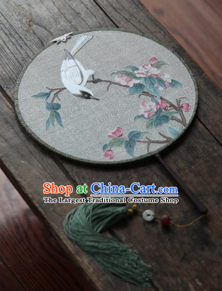 Chinese Handmade Kesi Begonia Painting Silk Circular Fan Traditional Song Dynasty Palace Fan Ancient Hanfu Fans