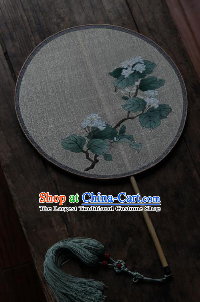 Chinese Ancient Hanfu Fans Handmade Kesi Jasmine Flower Painting Silk Circular Fan Traditional Song Dynasty Palace Fan