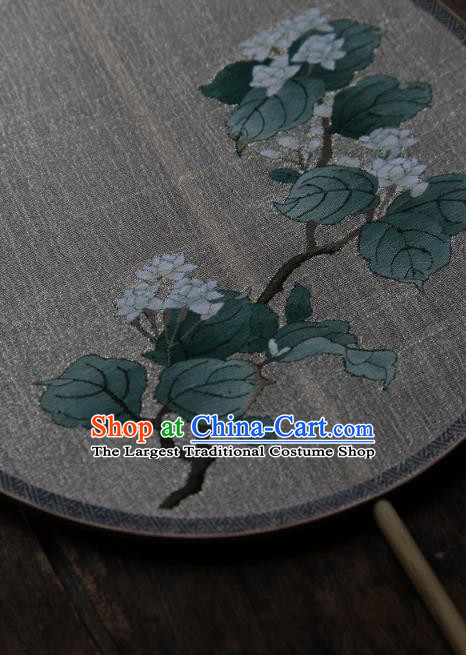 Chinese Ancient Hanfu Fans Handmade Kesi Jasmine Flower Painting Silk Circular Fan Traditional Song Dynasty Palace Fan