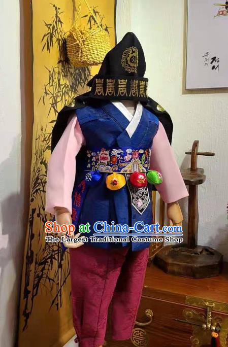 Korean Boy Prince Hanbok Clothing Korean Children Clothing Traditional Garment Costumes and Hat