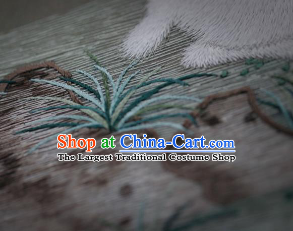 China Traditional Song Dynasty Hanfu Circular Fan Handmade Embroidered Rabbit Fan Classical Silk Palace Fan