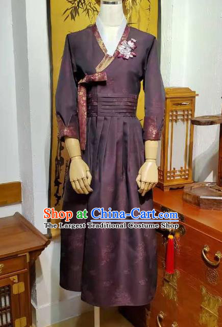 Asian Korea Informal Purple Dress Korean Traditional Garments Fashion Young Woman Hanbok Clothing