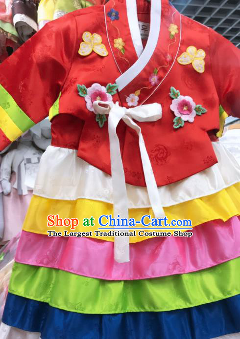 Asian Korea Traditional Red Blouse and Dress Korean Girl Princess Fashion Garments Court Hanbok Clothing