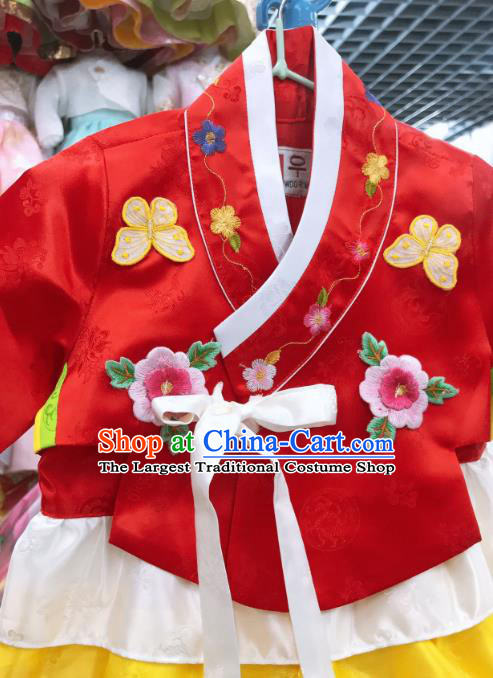 Asian Korea Traditional Red Blouse and Dress Korean Girl Princess Fashion Garments Court Hanbok Clothing
