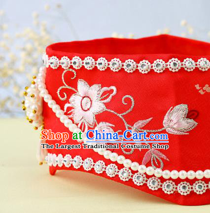 Korea Bride Headwear Korean Court Princess Headdress Traditional Wedding Hanbok Red Hat