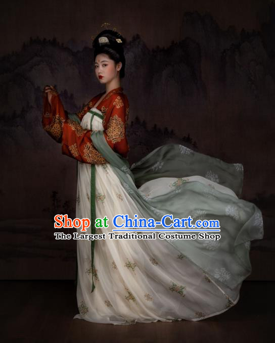 China Ancient Tang Dynasty Court Princess Hanfu Dress Historical Garments Clothing for Women