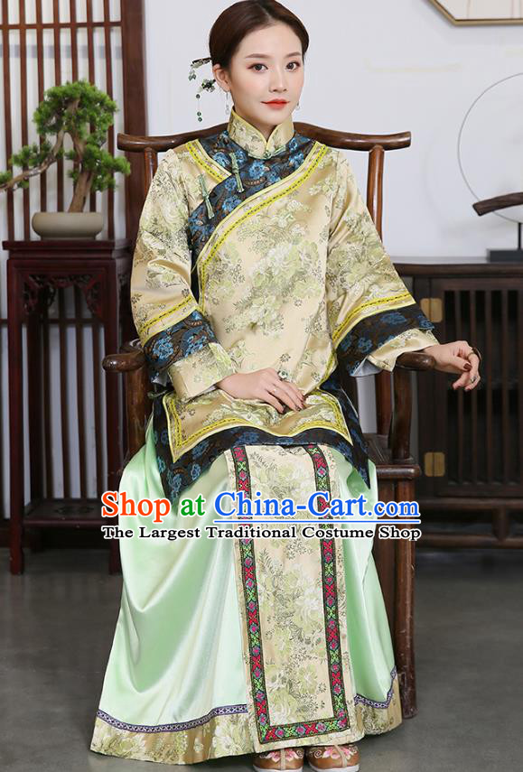 China Ancient Young Mistress Garments Traditional Qing Dynasty Civilian Woman Historical Clothing