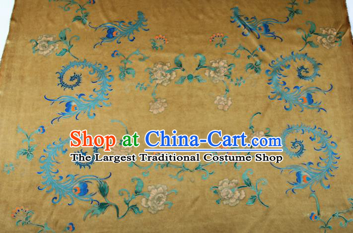 China Yellow Gambiered Guangdong Gauze Traditional Cheongsam Silk Fabric Classical Cloth Drapery