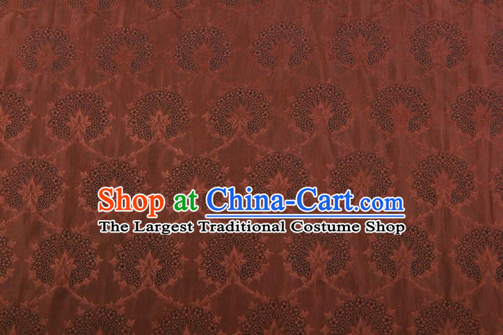 China Traditional Cheongsam Silk Fabric Classical Pattern Brown Gambiered Guangdong Gauze Cloth