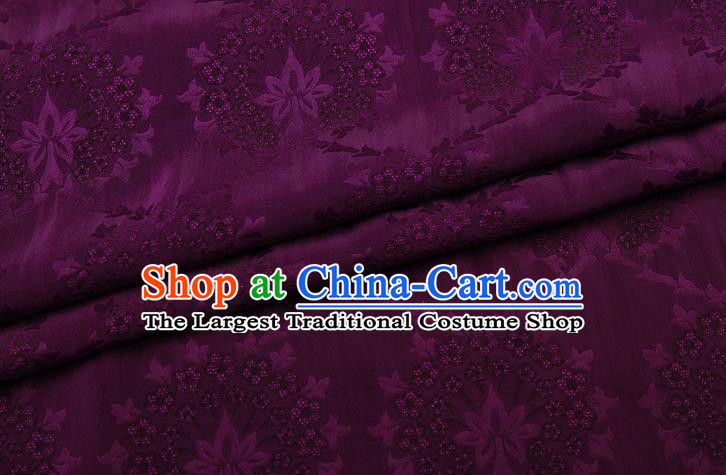 China Traditional Cheongsam Deep Purple Silk Fabric Classical Gambiered Guangdong Gauze