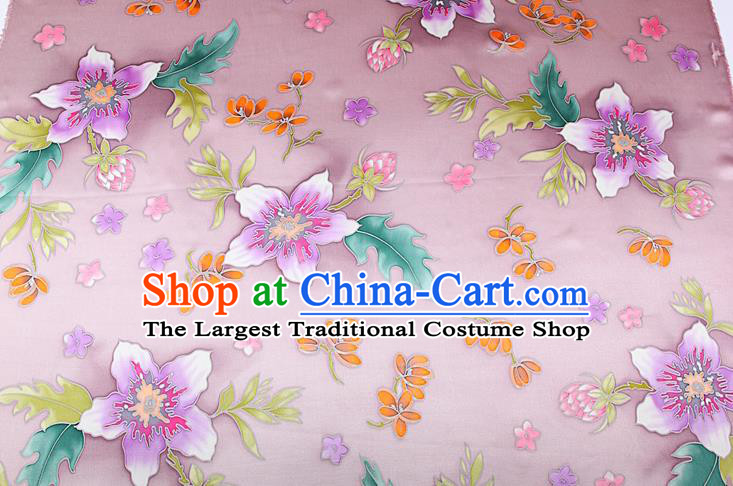 China Classical Cheongsam Satin Drapery Traditional Flowers Pattern Pink Brocade Printing Silk Fabric