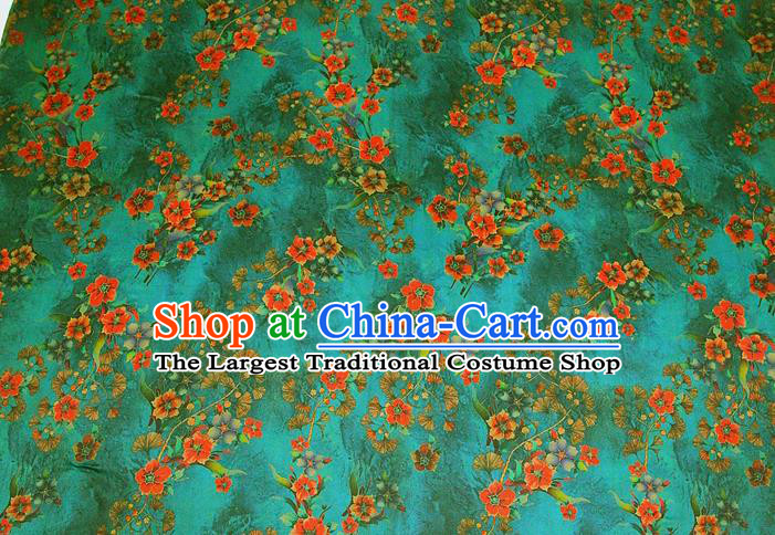 China Traditional Flowers Pattern Gambiered Guangdong Gauze Silk Fabric Classical Green Brocade