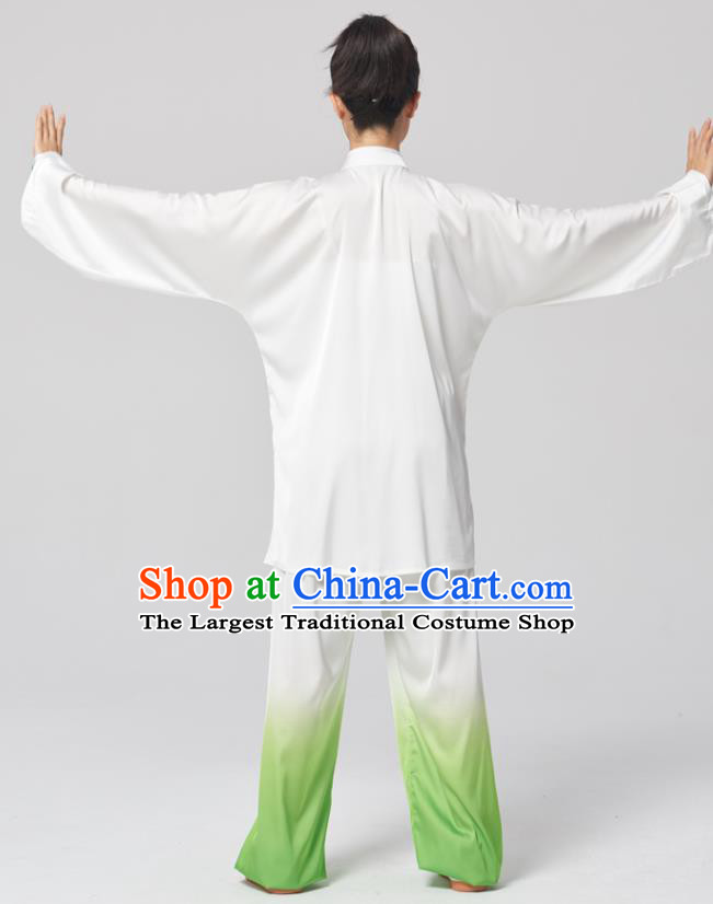 China Traditional Kung Fu Performance Uniforms Tai Chi Hand Painting Lotus White Costumes