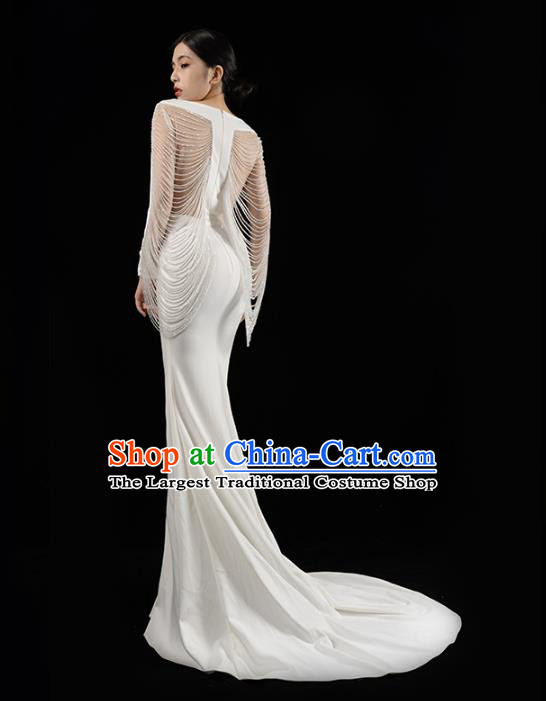 Top Grade Catwalks Red Trailing Dress Stage Performance Costume Annual Meeting Compere Fishtail Full Dress