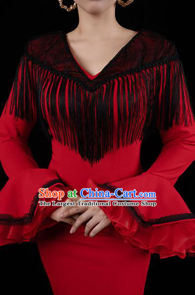 Top Grade Catwalks Red Fishtail Dress Annual Meeting Compere Full Dress Stage Performance Costume