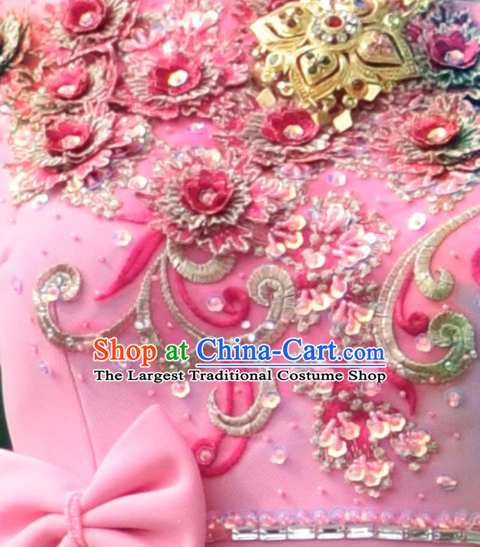 Traditional Thailand Embroidery Sequins Blouse and Pink Skirt Asian Thai Wedding Uniforms Dress Clothing