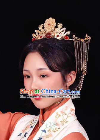 China Ancient Empress Golden Dragon Hair Crown Traditional Ming Dynasty Hanfu Hair Accessories