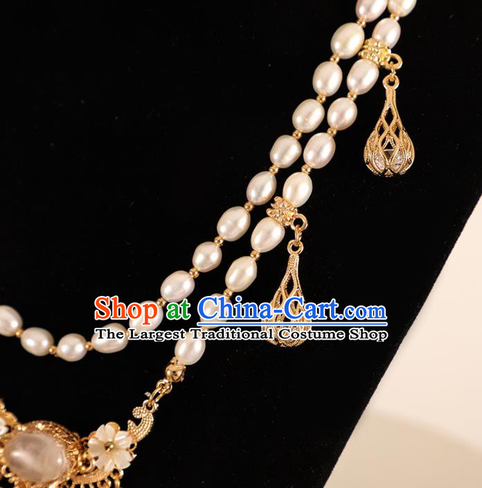 Chinese Traditional Hanfu Necklace Accessories Ancient Ming Dynasty Golden Lotus Necklet