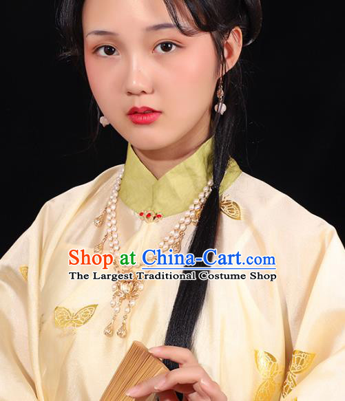 Chinese Traditional Hanfu Necklace Accessories Ancient Ming Dynasty Golden Lotus Necklet