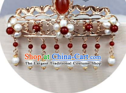 China Traditional Wedding Hair Accessories Ancient Princess Pearls Tassel Hair Crown and Golden Phoenix Hairpins