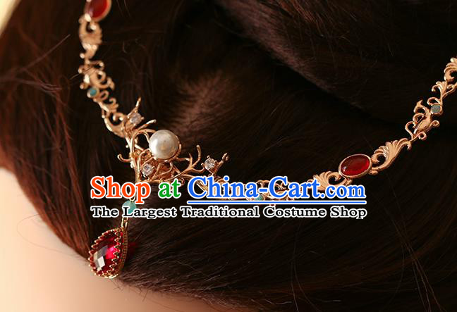 China Traditional Tang Dynasty Palace Lady Hair Jewelry Ancient Princess Eyebrow Pendant