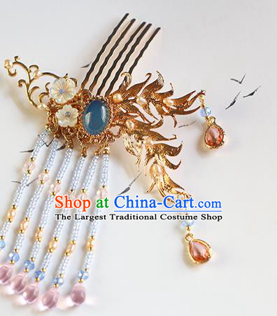 China Traditional Hanfu Hairpin Ancient Princess Beads Tassel Hair Comb