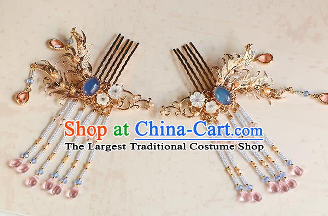 China Traditional Hanfu Hairpin Ancient Princess Beads Tassel Hair Comb